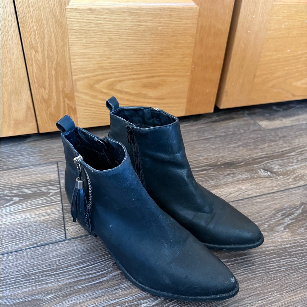 Black Ankle Boots with Tassel Detail